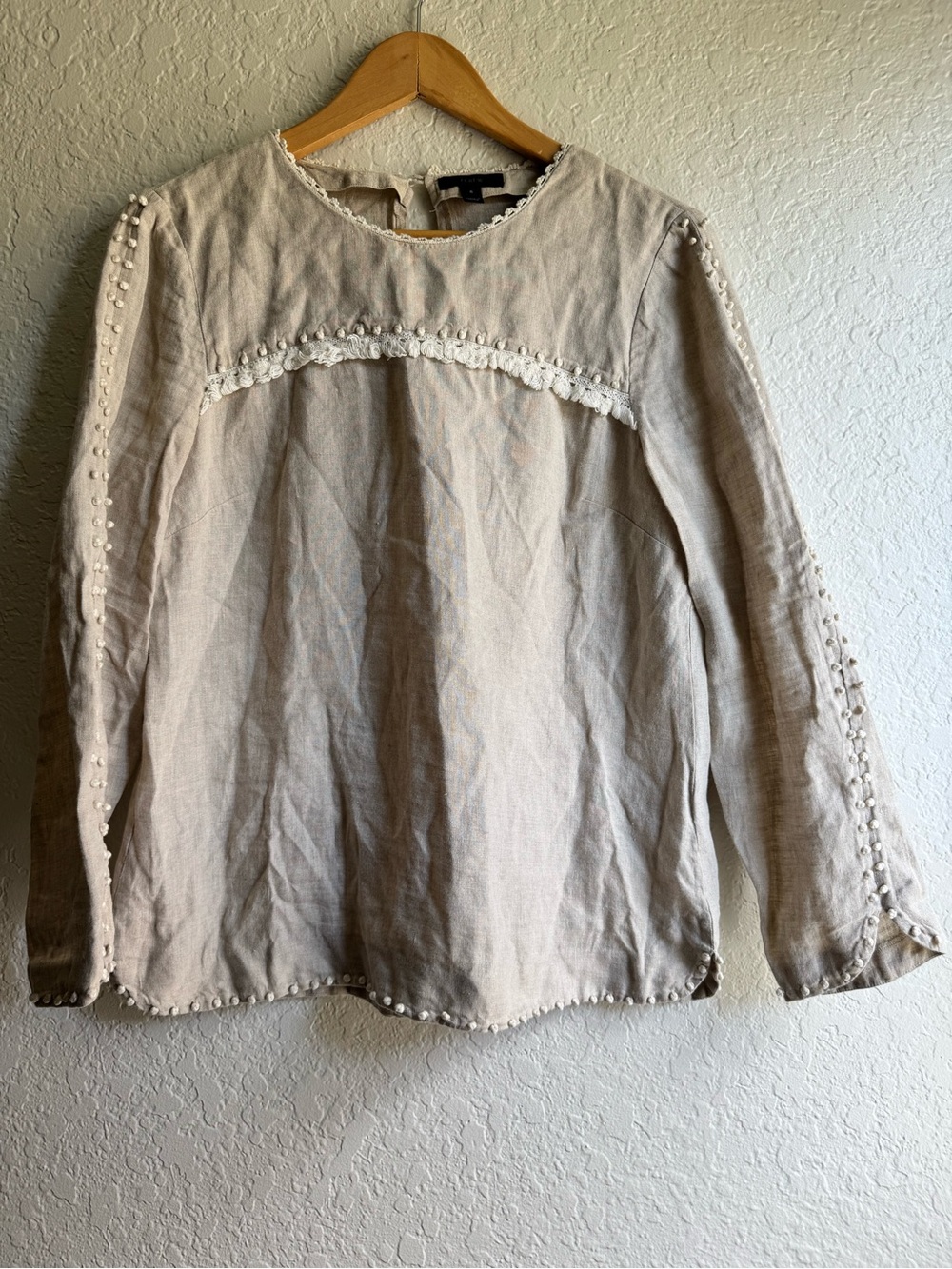 J. Crew Cream Embroidered Peasant Blouse